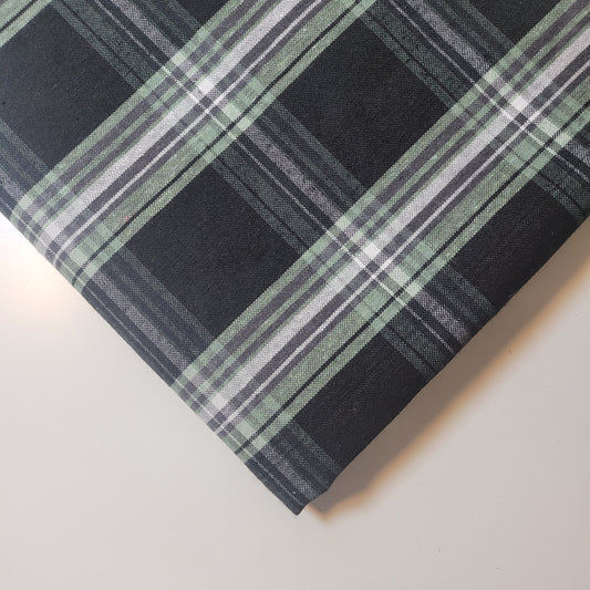 Black Sage 100% Cotton Tartan Check Plaid / Stripe Dress Fabric Craft Quilting Material 58" By Meter