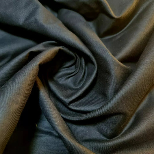 Black Plain Thick 100% Cotton Drill Material Workwear Dress Twill Craft Fabric 58" By The Meter