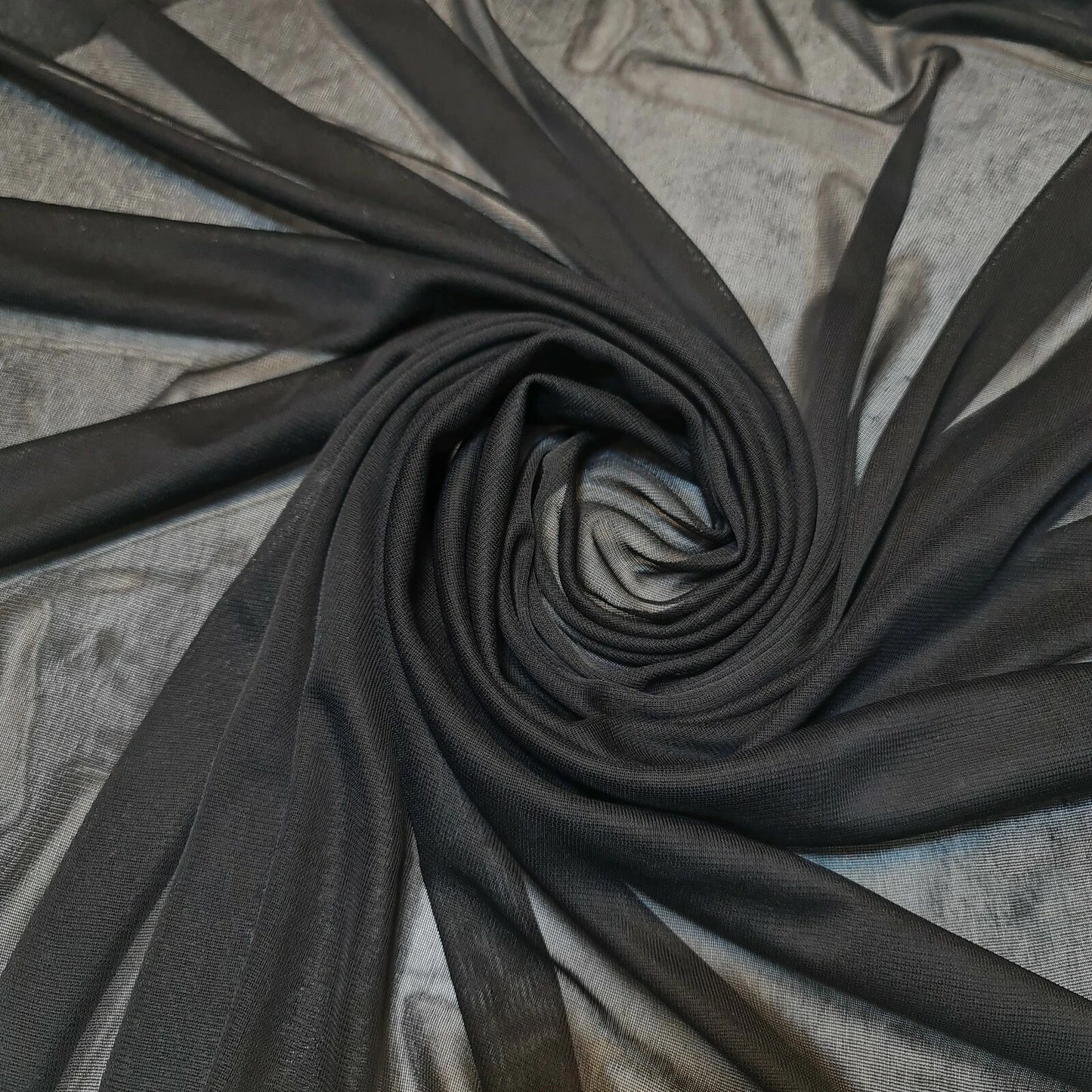 Black Plain Power Mesh 4 Way Stretch Fabric Dress Craft Costume Material 58" By The Meter