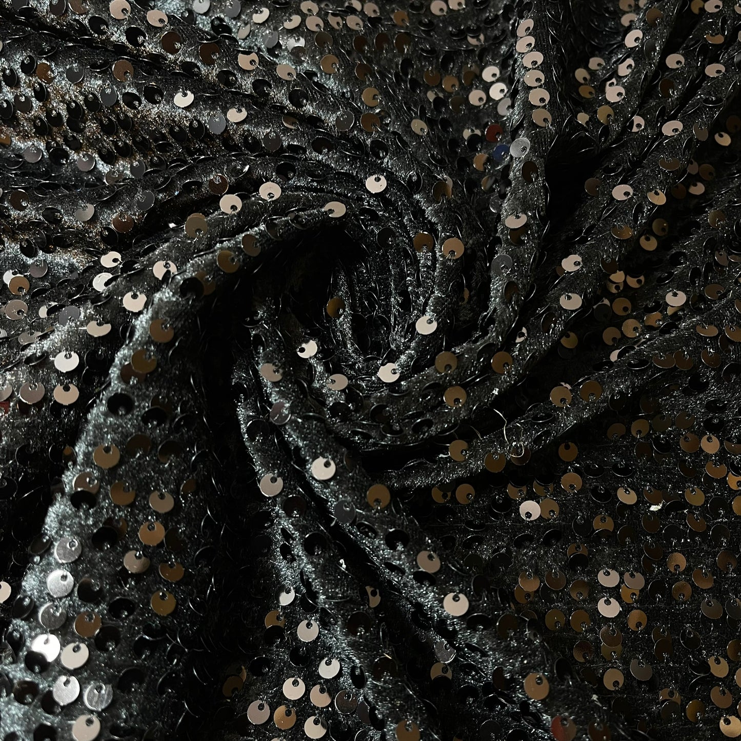Black Sequin Velvet Embroidery Stretch Material Velour Craft Drape Dress Fabric 58" Wide By The Meter
