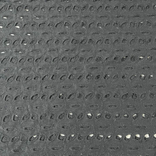 Black Cotton Broderie Anglaise Eyelet Fabric Dress Craft Costume Material 44" By The Meter