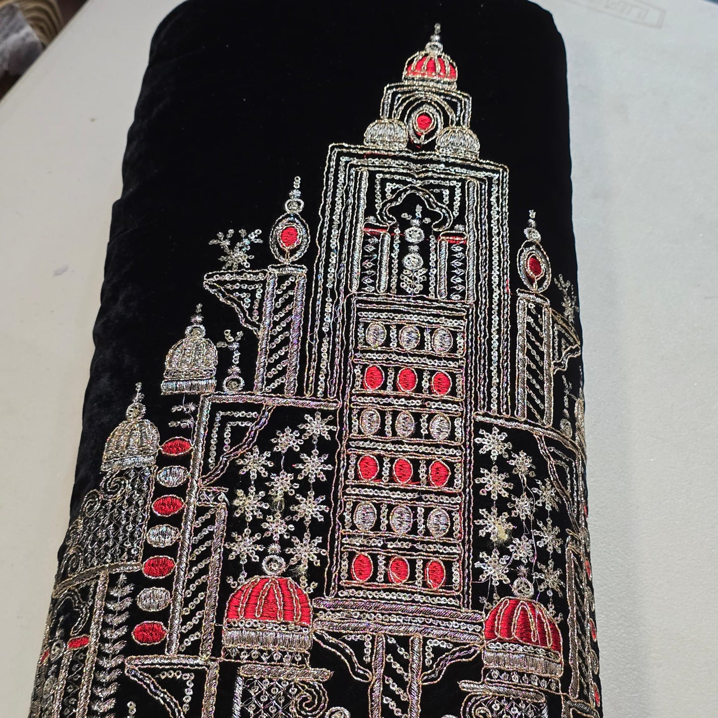 Black Velvet Fabric Gold Palace Embroidery Indian Wedding Bridal Dress Material 58" by Meter