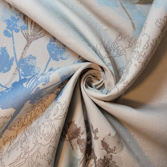 Blue Forest Tree Linen Look Fabric Curtain Soft Furnishing Material 58" By The Meter