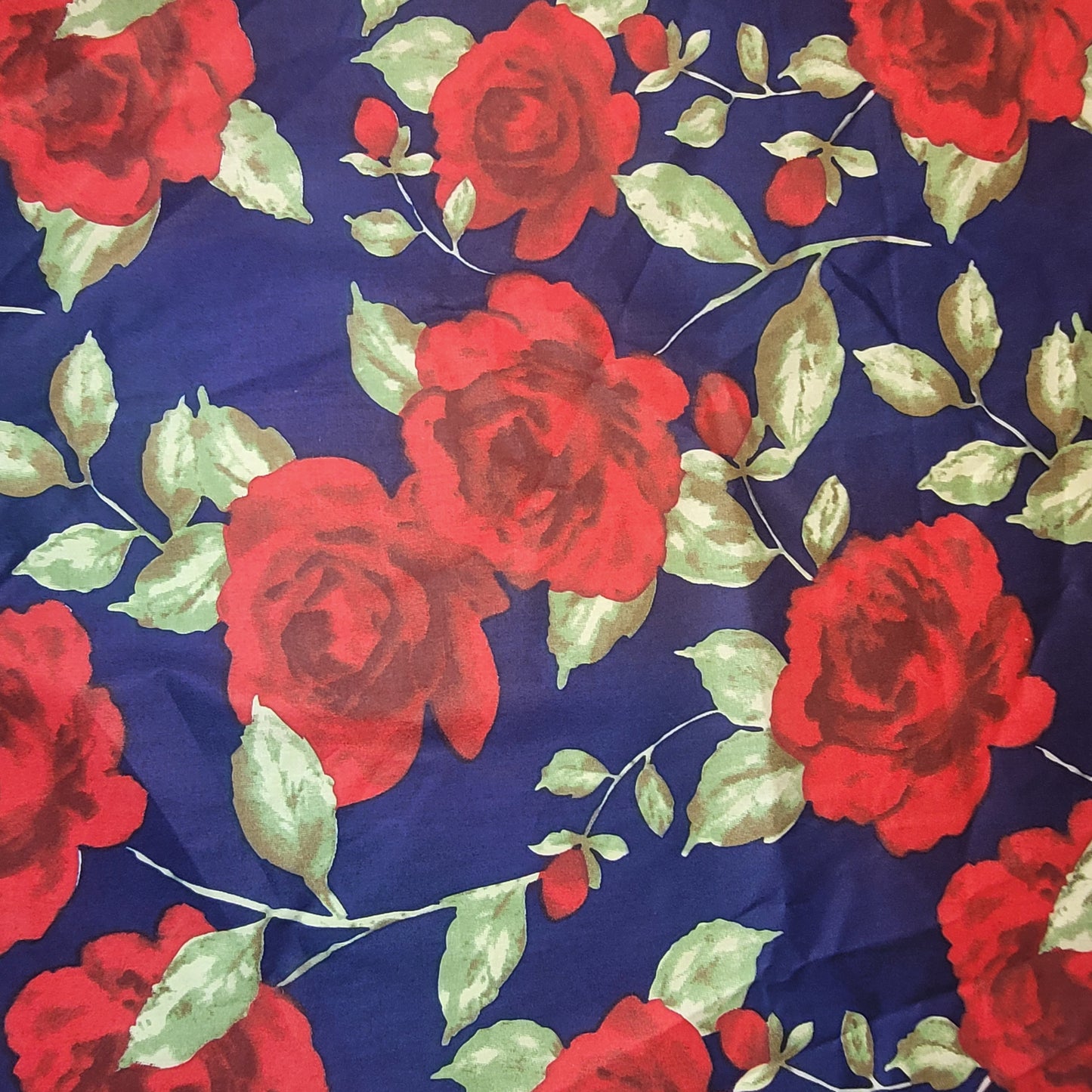 Blue Roses 100% Cotton Organic Craft Dress Quilting Fabric 44" By The Meter