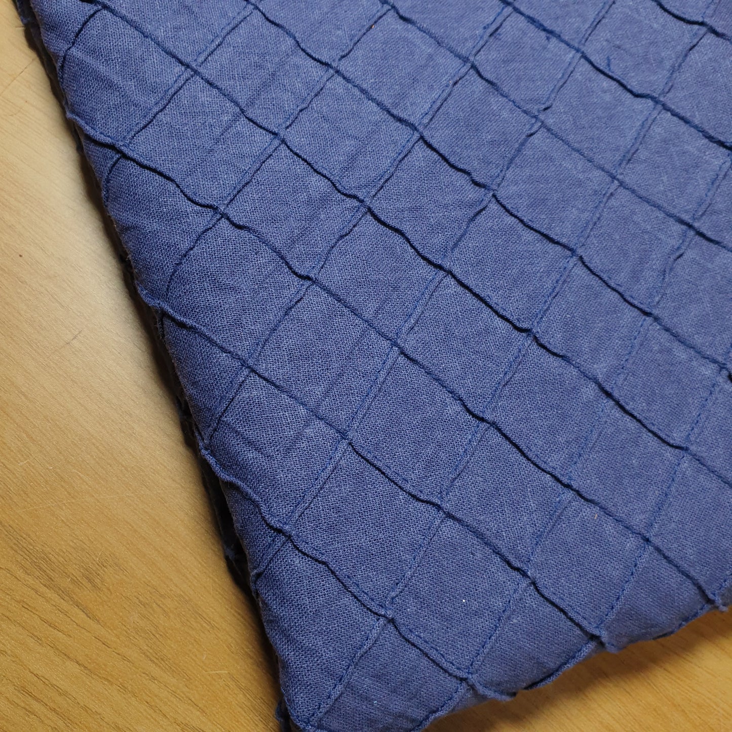 Blue Linen Pin tuck Embroidery Fabric Dress Craft Costume Drape Material 54" Wide By The Meter