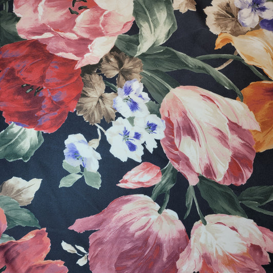 Black Floral Jersey Dress Craft Costume Material 58" By The Meter