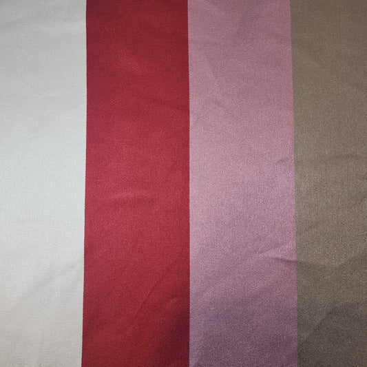 Brown Silver Red Stripe Satin Polyester Medium Weight Material Curtain & Upholstery Fabrics – 58" Wide" Sold by Meter