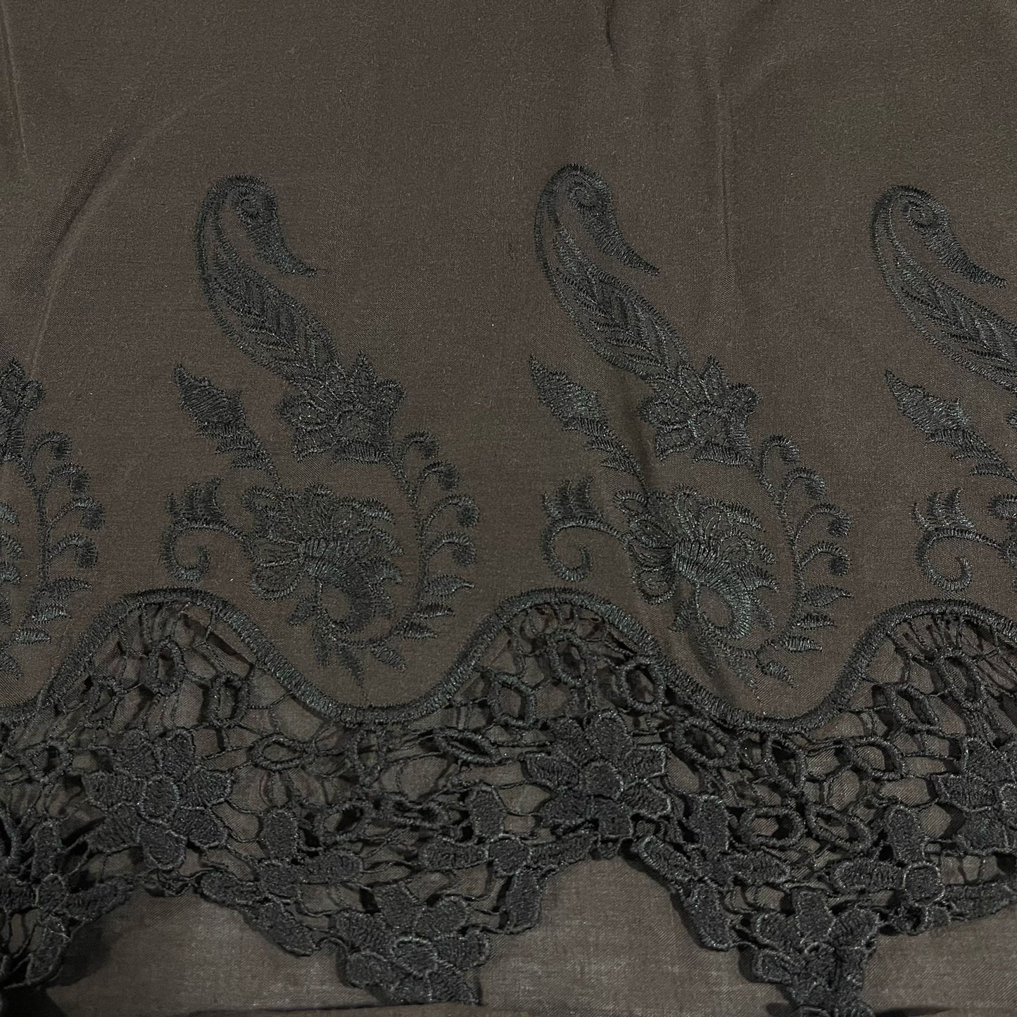 Brown Cotton Floral Embroidery Fabric Lace Broderie Anglaise Dress Craft Material 44" By the Meter