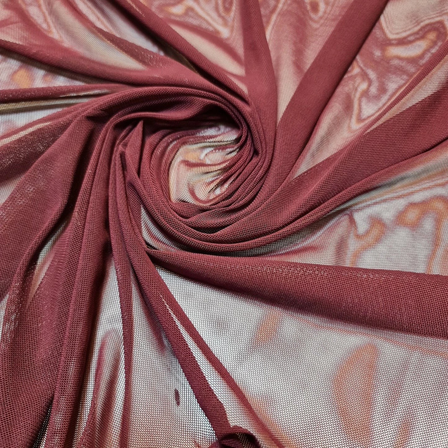Burgundy Plain Power Mesh 4 Way Stretch Net Fabric Dress Craft Costume Material 58" By The Meter