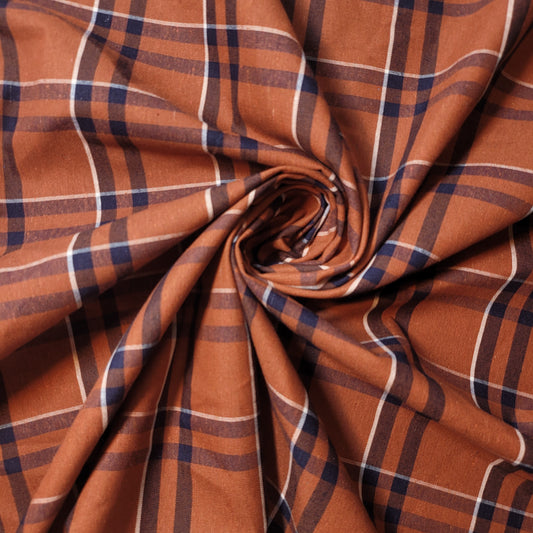 Burnt Orange Navy 100% Cotton Tartan Check Plaid / Stripe Dress Fabric Craft Quilting Material 58" By Meter
