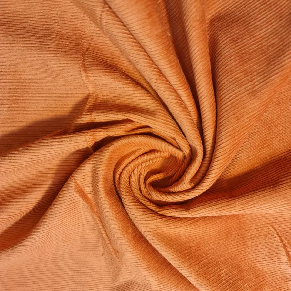 Burnt Orange 100% Cotton Cord Woven Velvet Corduroy Fabric Upholstery Dress Material 58" By The Meter