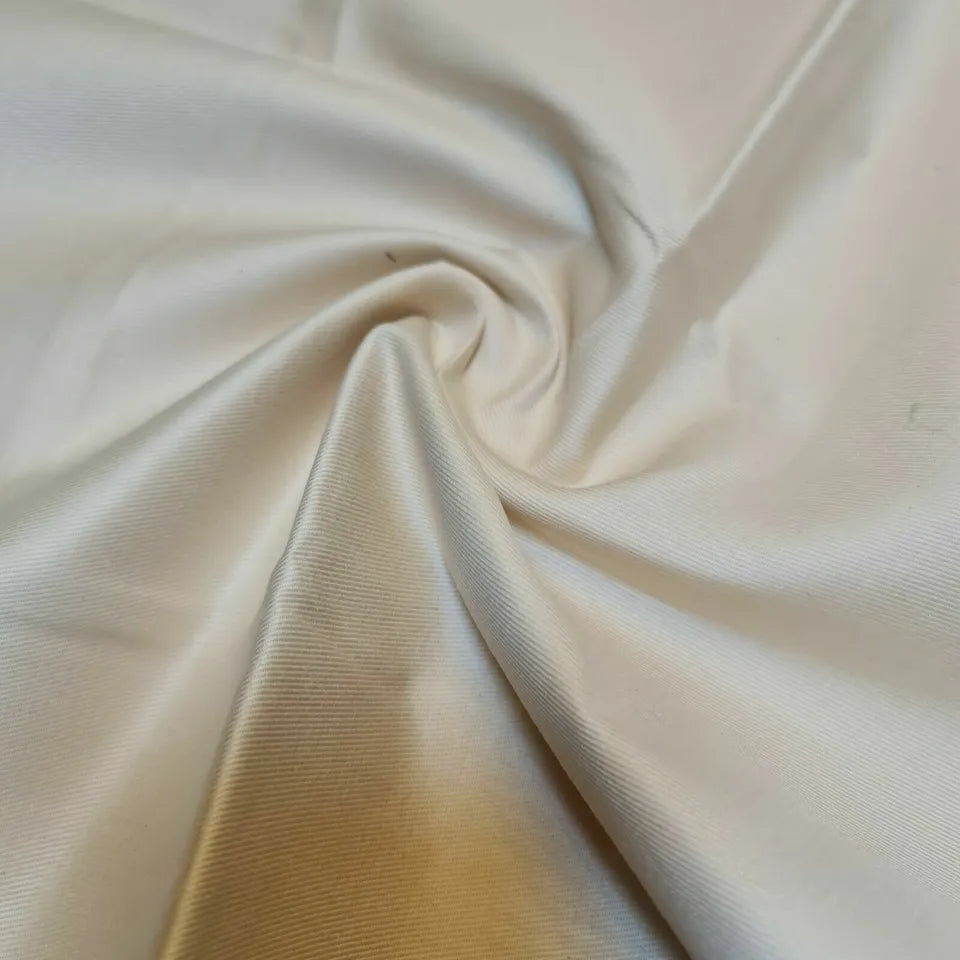 Butter Cream Plain Thick 100% Cotton Drill Material Workwear Dress Twill Craft Fabric 58" By The Meter