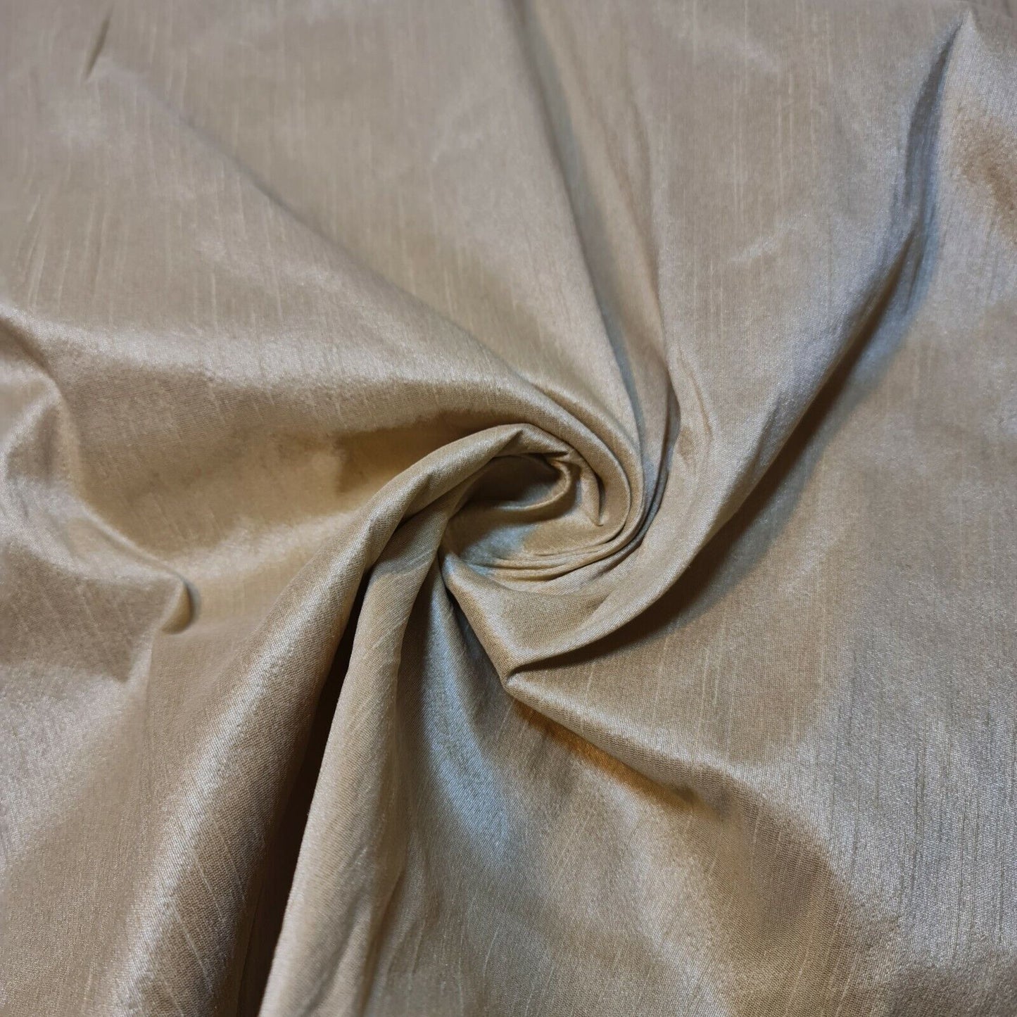 Camel Plain Raw Silk Faux Dupion 100% Polyester Upholstery Fabric Bridal Material 44" By Meter