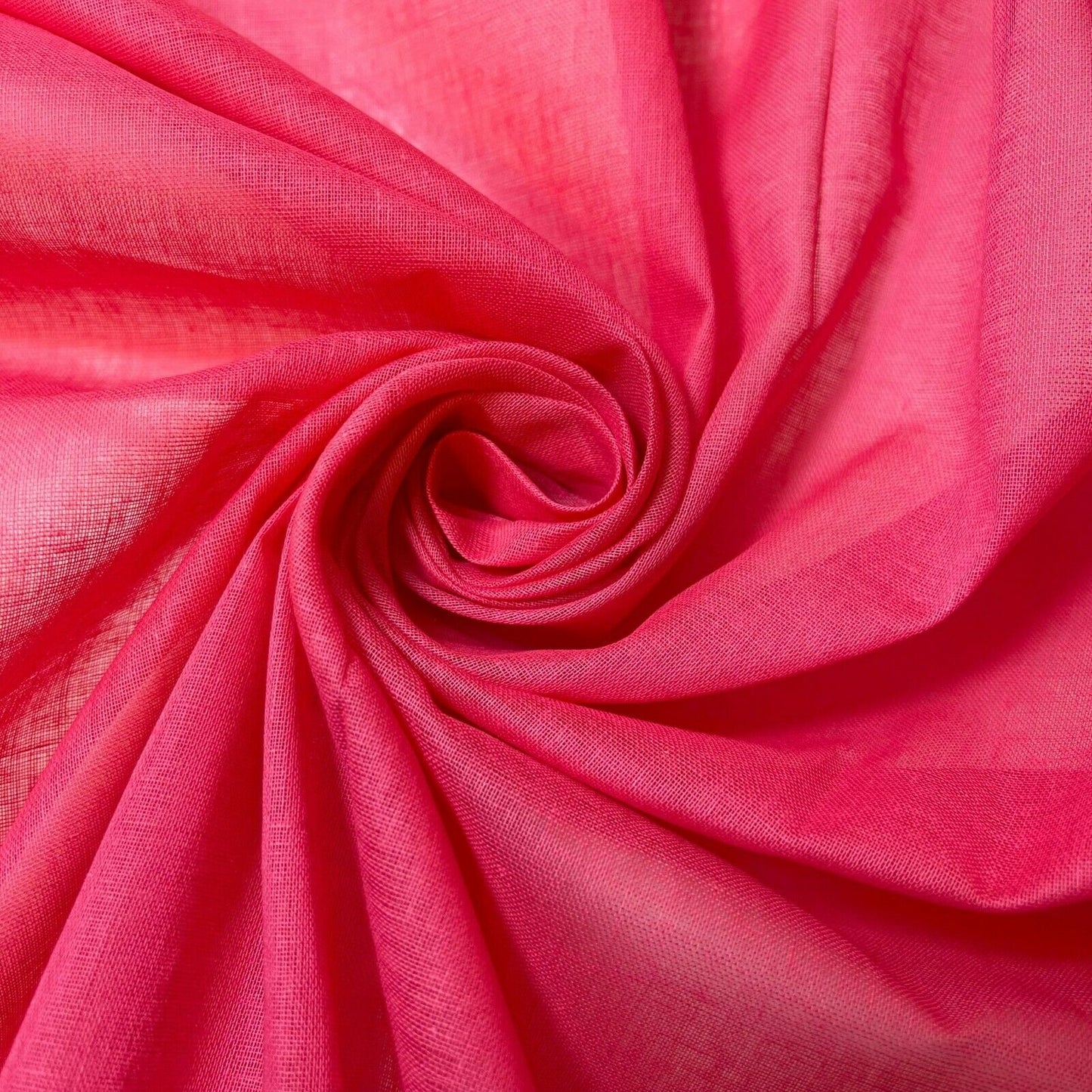 Candy Pink 100% Cotton Muslin Fabric Sheer Gauze Plain Weave 44” Wide Dress Lining, Crafts Costume Material By The Meter
