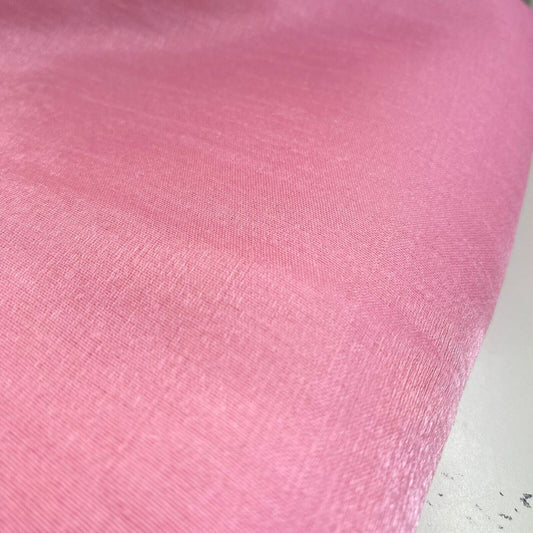 Candy Pink 100% Polyester Plain Faux Dupion Raw Silk Satin Finish Dressmaking Fabric 44" By The Meter