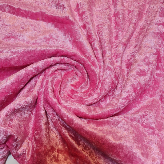 Candy Pink Plain Crushed Velvet Stoff Material Stretch Velour 58" / 150cm breit pro Meter 