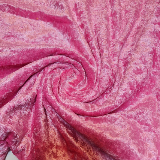 Candy Pink Plain Crushed Velvet Fabric Material Stretch Velour 58" / 150cm wide by the Meter