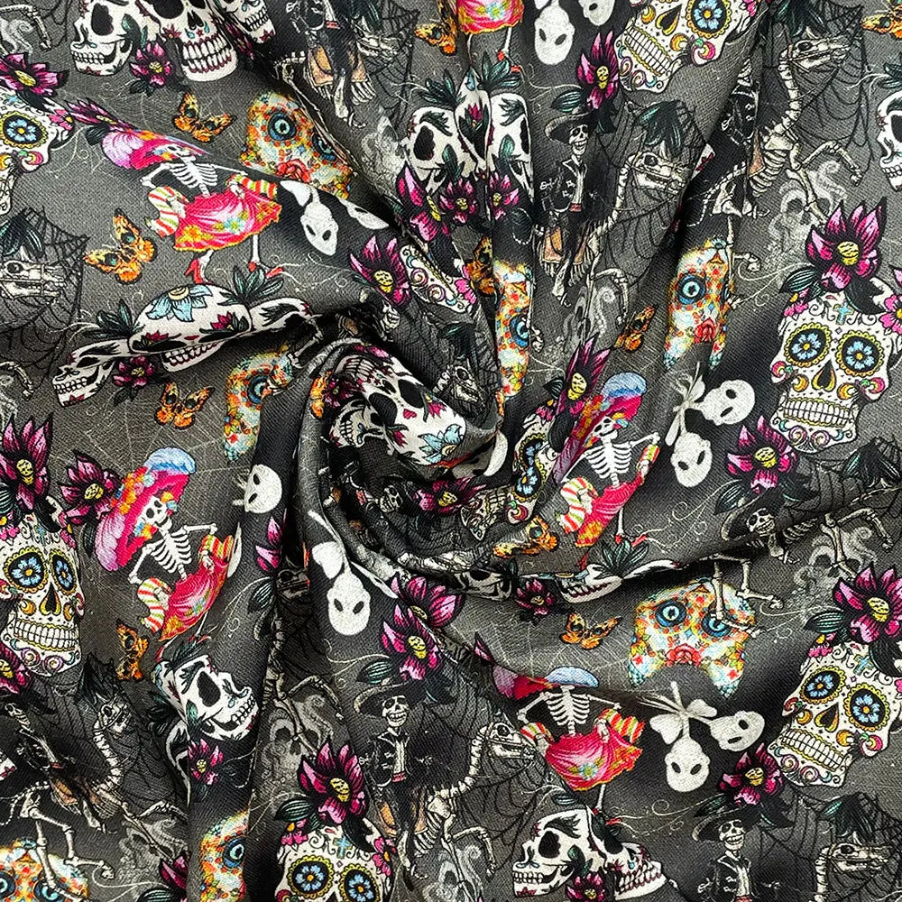 Spooky Digital Printed 100% Cotton Fabric | Halloween & Gothic Designs 150gsm 55" (140cm) Wide â€“ Sold by the Meter