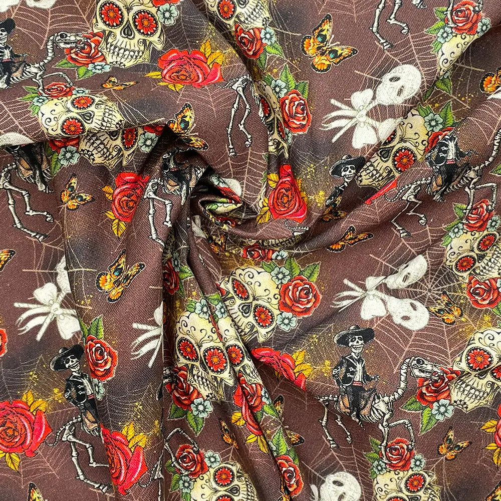 Spooky Digital Printed 100% Cotton Fabric | Halloween & Gothic Designs 150gsm 55" (140cm) Wide â€“ Sold by the Meter