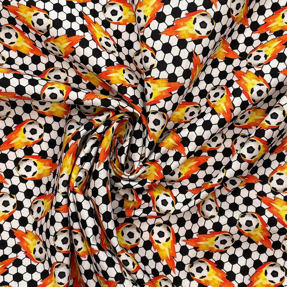 Sports Digital Printed 100% Cotton Fabric | Football, Soccer, Baseball, Basketball & Tennis Designs | 150gsm 55" (140cm) Wide – Sold by the Meter