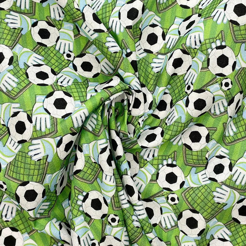 Sports Digital Printed 100% Cotton Fabric | Football, Soccer, Baseball, Basketball & Tennis Designs | 150gsm 55" (140cm) Wide – Sold by the Meter