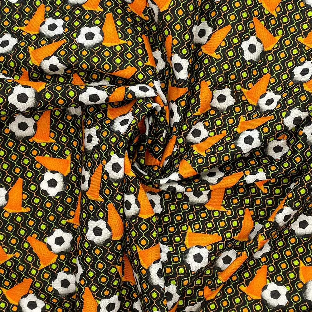 Sports Digital Printed 100% Cotton Fabric | Football, Soccer, Baseball, Basketball & Tennis Designs | 150gsm 55" (140cm) Wide – Sold by the Meter