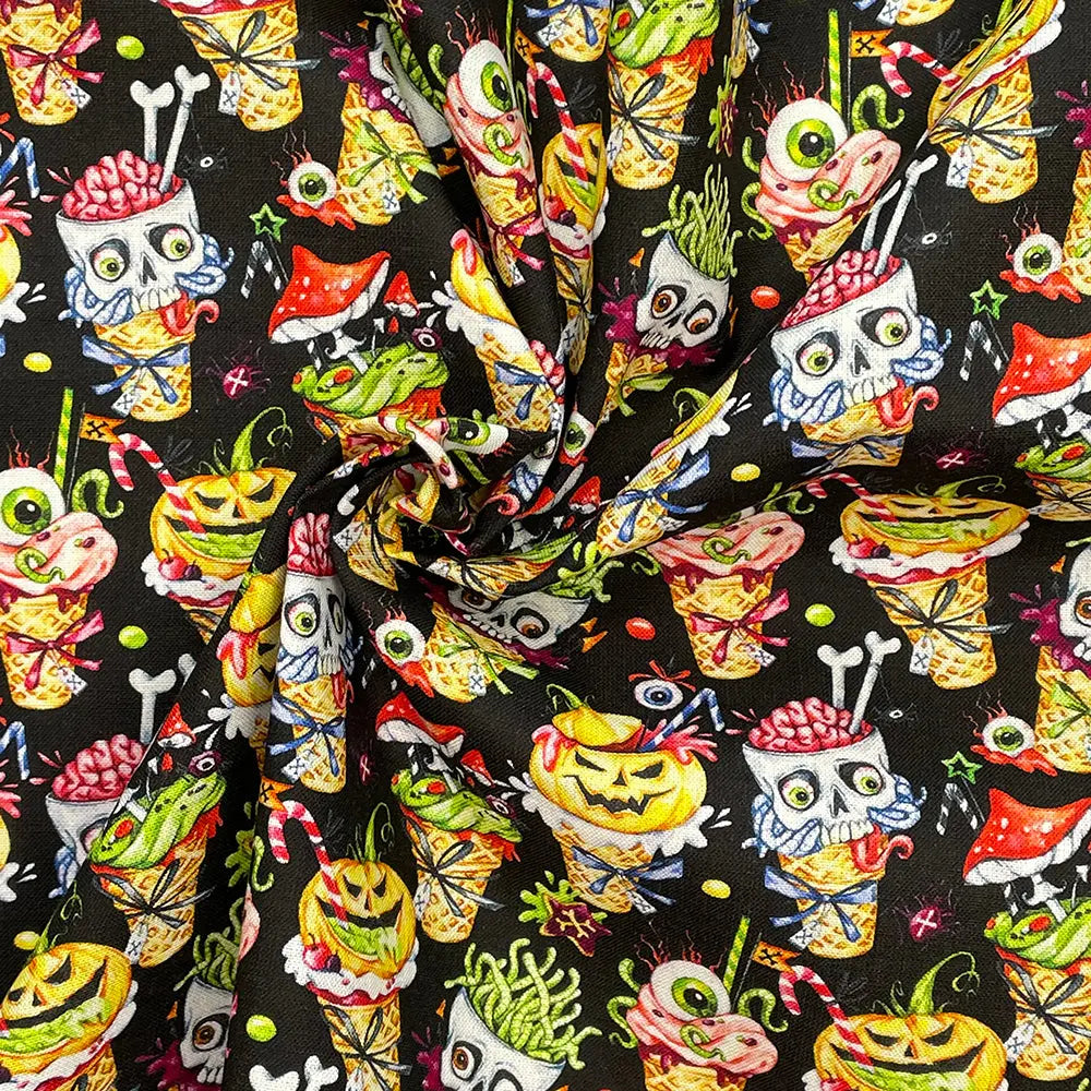 Spooky Digital Printed 100% Cotton Fabric | Halloween & Gothic Designs 150gsm 55" (140cm) Wide – Sold by the Meter