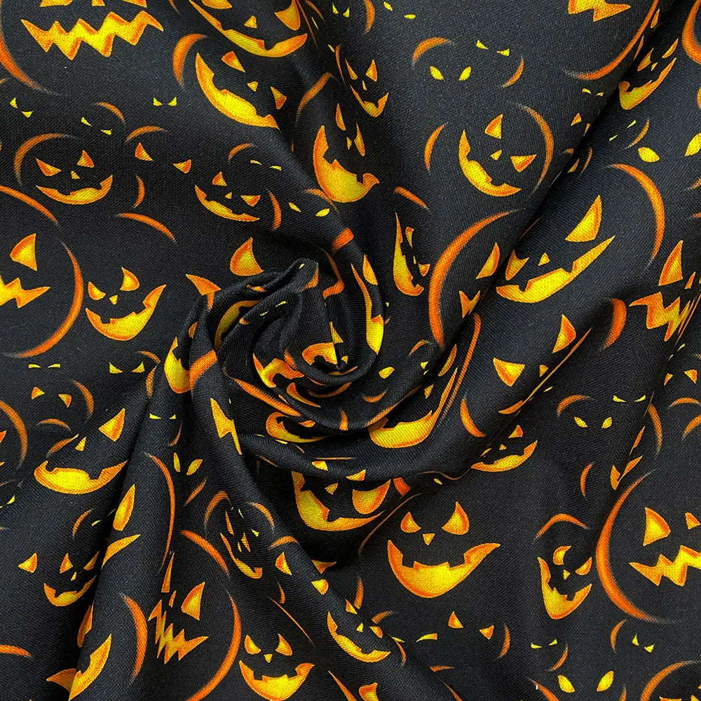 Spooky Digital Printed 100% Cotton Fabric | Halloween & Gothic Designs 150gsm 55" (140cm) Wide – Sold by the Meter