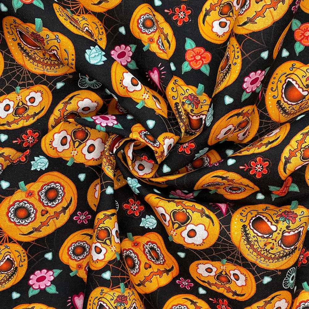 Spooky Digital Printed 100% Cotton Fabric | Halloween & Gothic Designs 150gsm 55" (140cm) Wide â€“ Sold by the Meter
