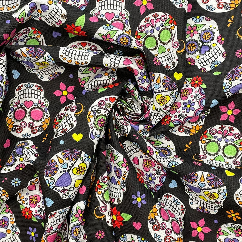 Spooky Digital Printed 100% Cotton Fabric | Halloween & Gothic Designs 150gsm 55" (140cm) Wide â€“ Sold by the Meter