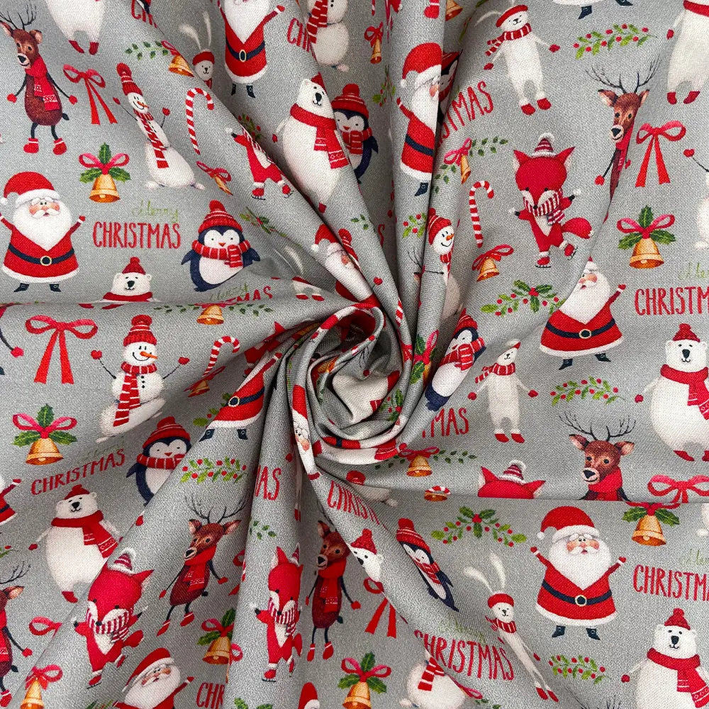 Christmas Digital Printed 100% Cotton Fabric | Festive Holiday Designs 150gsm 55" (140cm) Wide â€“ Sold by the Meter