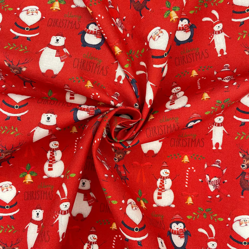 Christmas Digital Printed 100% Cotton Fabric | Festive Holiday Designs 150gsm 55" (140cm) Wide – Sold by the Meter