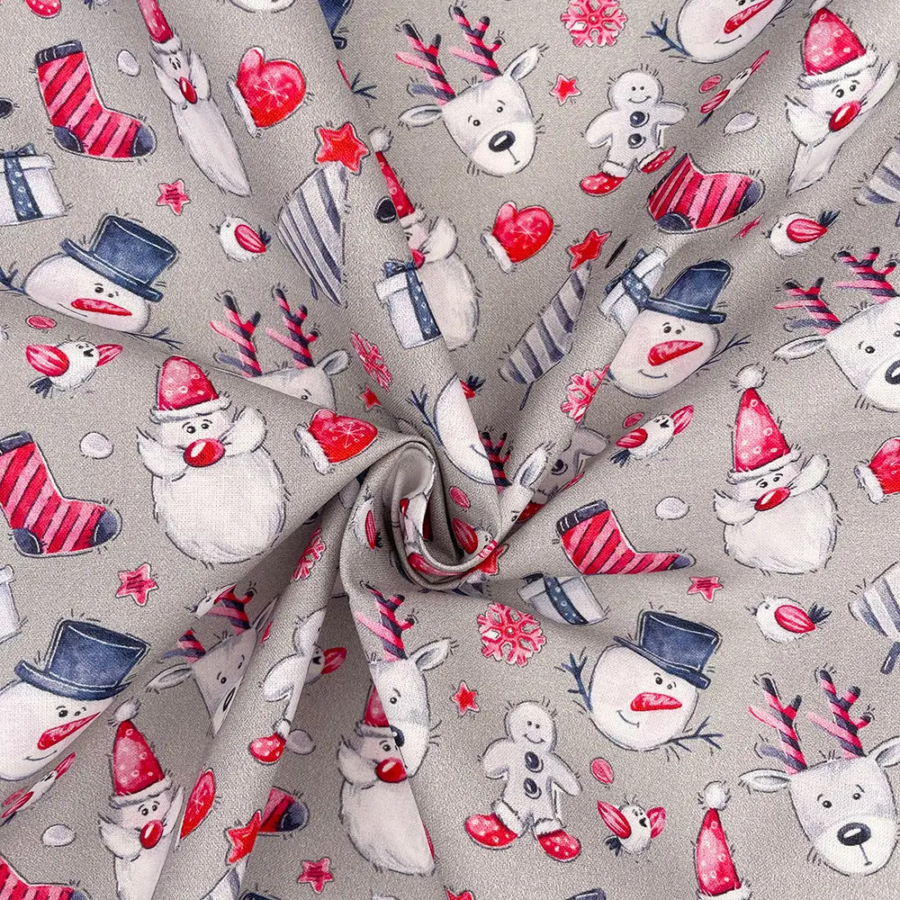 Christmas Digital Printed 100% Cotton Fabric | Festive Holiday Designs 150gsm 55" (140cm) Wide â€“ Sold by the Meter