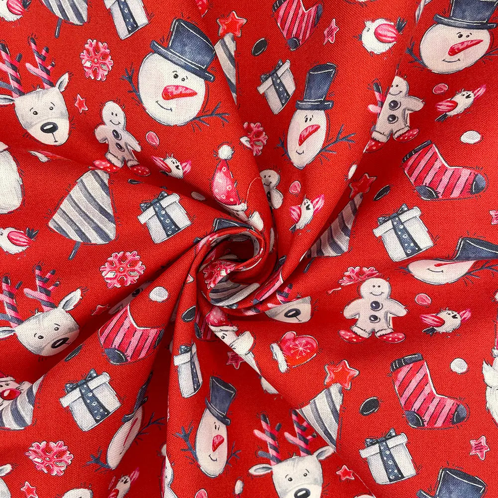 Christmas Digital Printed 100% Cotton Fabric | Festive Holiday Designs 150gsm 55" (140cm) Wide â€“ Sold by the Meter