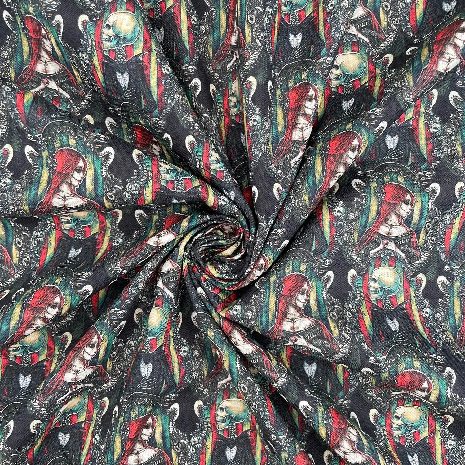 Spooky Digital Printed 100% Cotton Fabric | Halloween & Gothic Designs 150gsm 55" (140cm) Wide â€“ Sold by the Meter