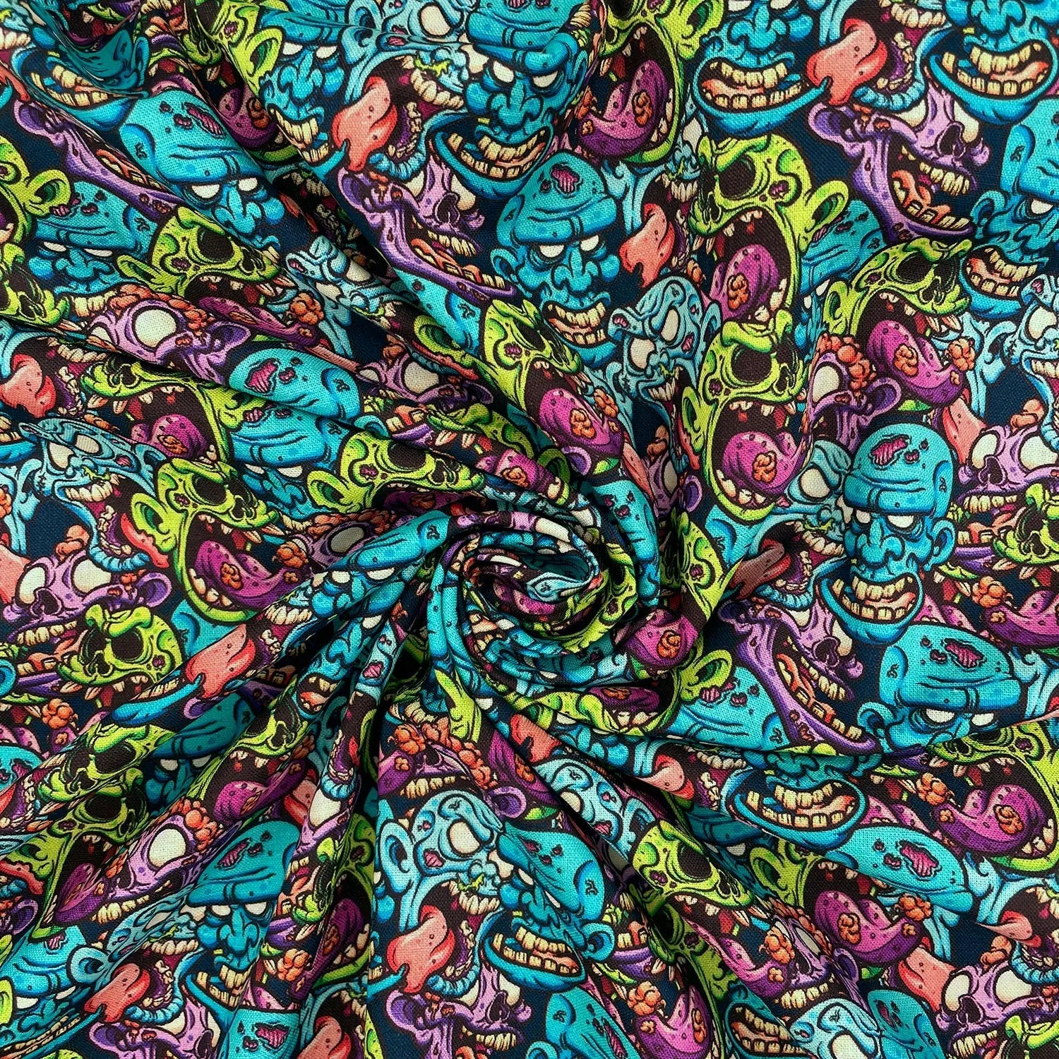 Spooky Digital Printed 100% Cotton Fabric | Halloween & Gothic Designs 150gsm 55" (140cm) Wide â€“ Sold by the Meter