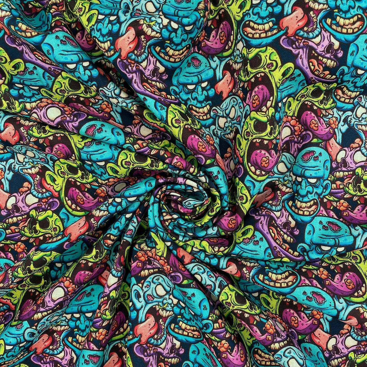 Spooky Digital Printed 100% Cotton Fabric | Halloween & Gothic Designs 150gsm 55" (140cm) Wide – Sold by the Meter