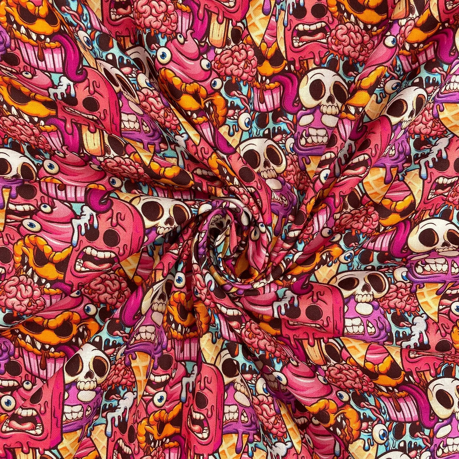 Spooky Digital Printed 100% Cotton Fabric | Halloween & Gothic Designs 150gsm 55" (140cm) Wide â€“ Sold by the Meter