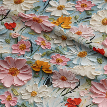 100% Cotton 3D Embroidered & Textured Print Fabric | Soft Lightweight Dressmaking Cotton 55" (140cm) Wide Craft & Sewing Material â€“ Sold by the Meter