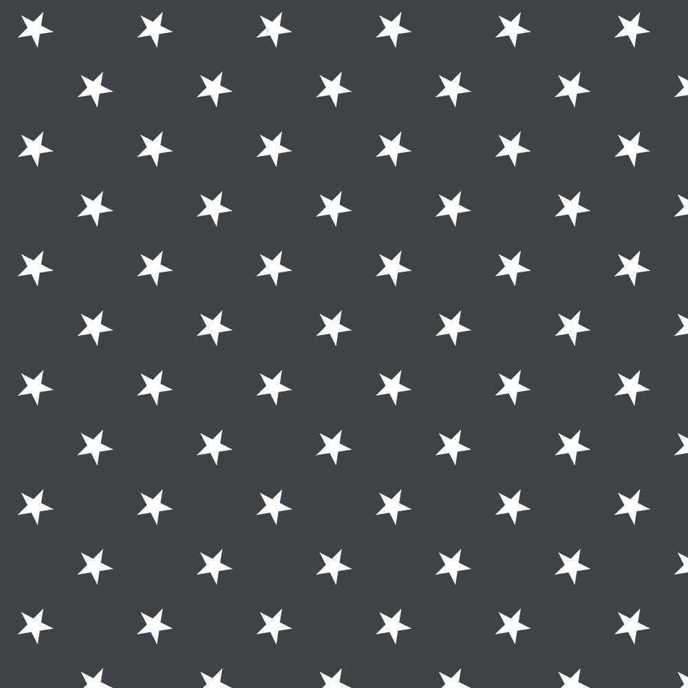 Charcoal Stars Dot PVC Vinyl Tablecloth Fabric – 58" Wide, Waterproof, Easy-Clean Party / Event Material By The Meter