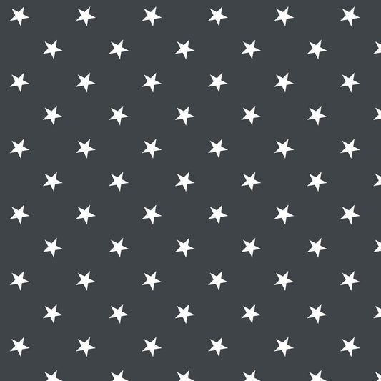 Charcoal Stars Dot PVC Vinyl Tablecloth Fabric – 58" Wide, Waterproof, Easy-Clean Party / Event Material By The Meter