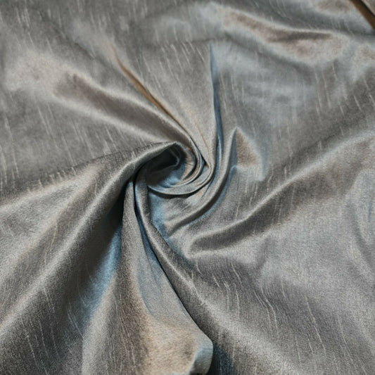 Charcoal Plain Raw Silk Faux Dupion 100% Polyester Upholstery Fabric Bridal Material 44" By The Meter