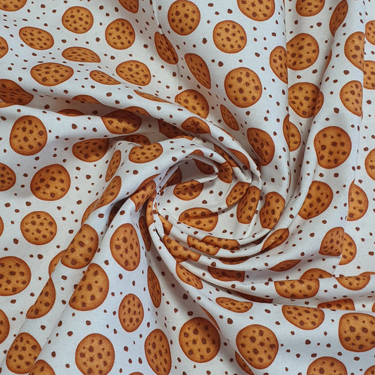 Deliciously Sweet 100% Cotton Fabric: Treats, Fruits & Macarons - 44” Wide for Quilting  (Chocolate Chip Cookie)