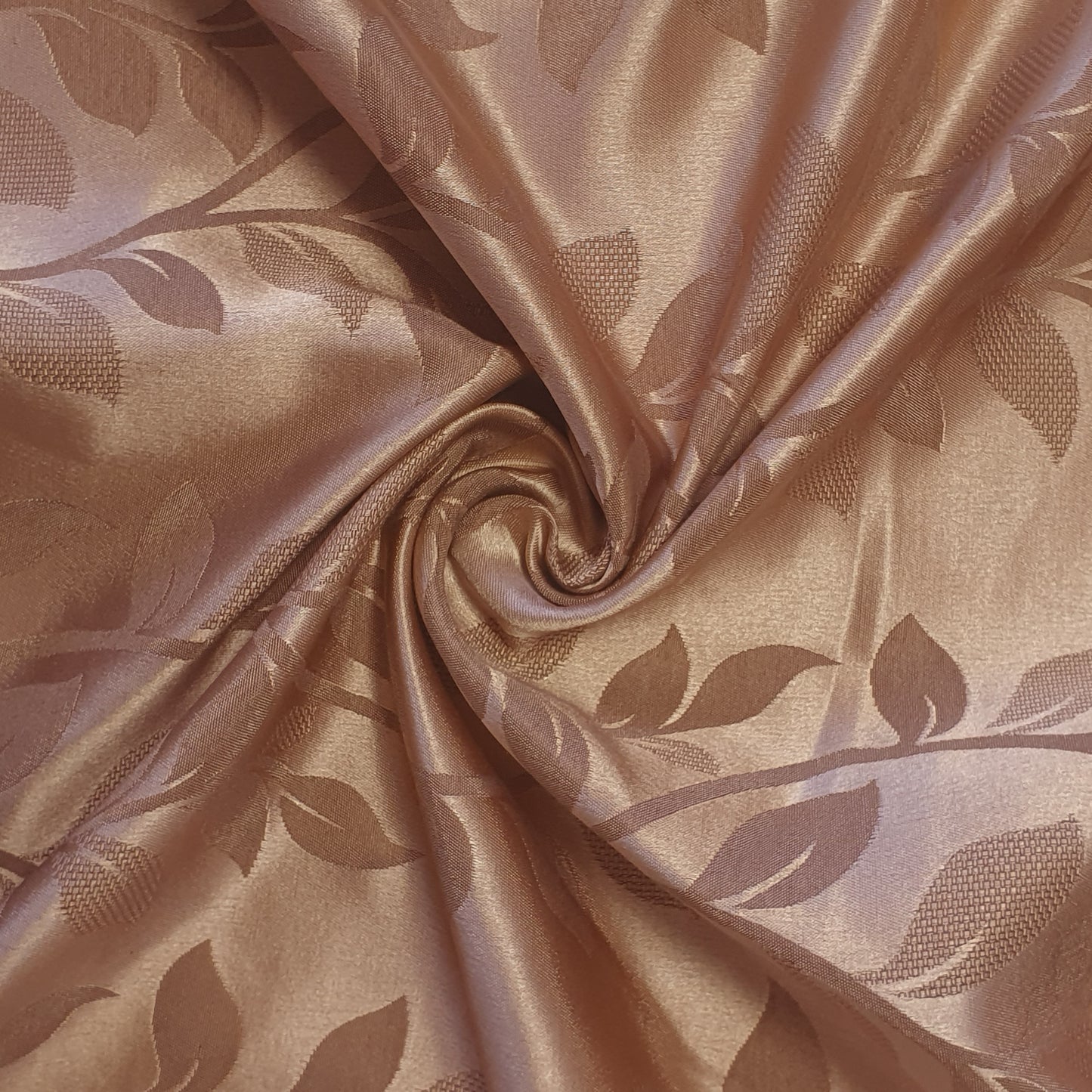 Luxurious Satin Jacquard Floral Upholstery Fabric – 58" for Curtains and Dressmaking (Cinnamon Rose Ivy)