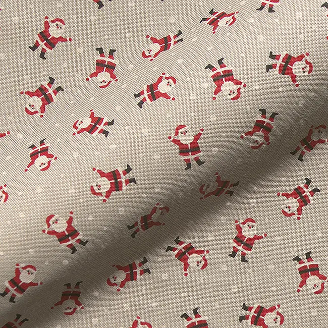 Christmas Linen Look Printed Panama Fabric | Cotton Rich 55" (140cm) Wide 205gsm Craft & Home DÃ©cor Material â€“ Sold by the Meter