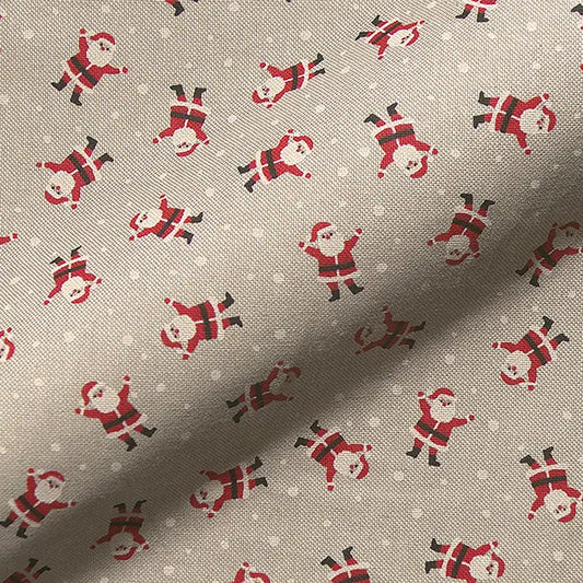 Christmas Linen Look Printed Panama Fabric | Cotton Rich 55" (140cm) Wide 205gsm Craft & Home DÃ©cor Material â€“ Sold by the Meter