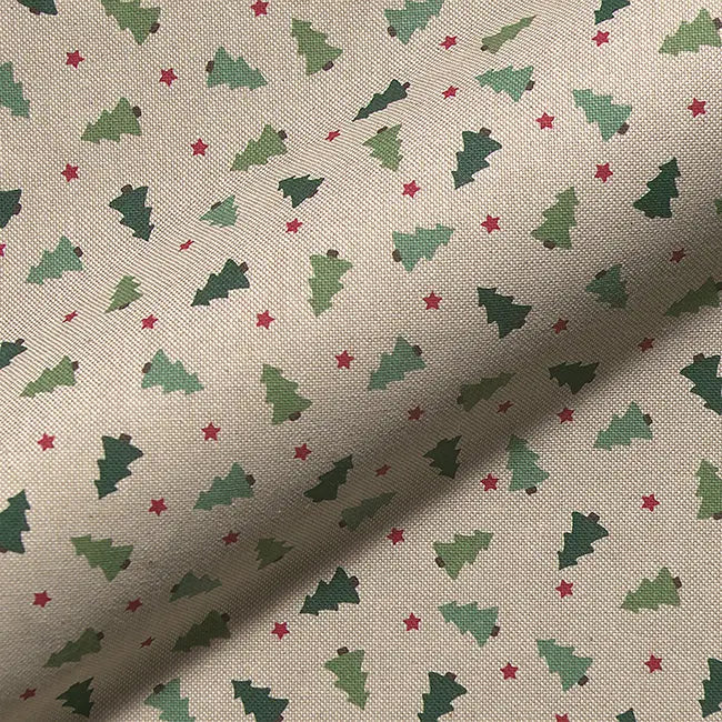 Christmas Linen Look Printed Panama Fabric | Cotton Rich 55" (140cm) Wide 205gsm Craft & Home DÃ©cor Material â€“ Sold by the Meter