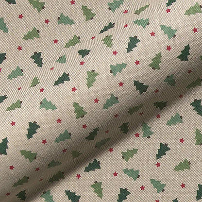 Christmas Linen Look Printed Panama Fabric | Cotton Rich 55" (140cm) Wide 205gsm Craft & Home DÃ©cor Material â€“ Sold by the Meter