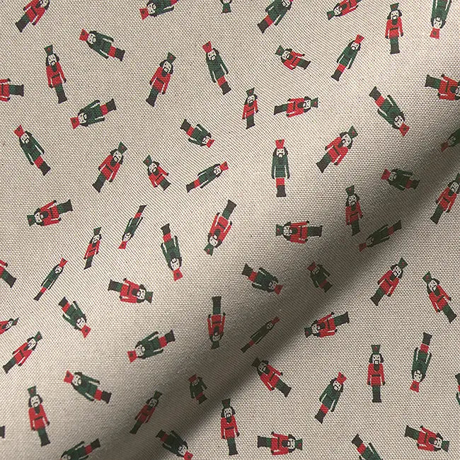 Christmas Linen Look Printed Panama Fabric | Cotton Rich 55" (140cm) Wide 205gsm Craft & Home Décor Material – Sold by the Meter