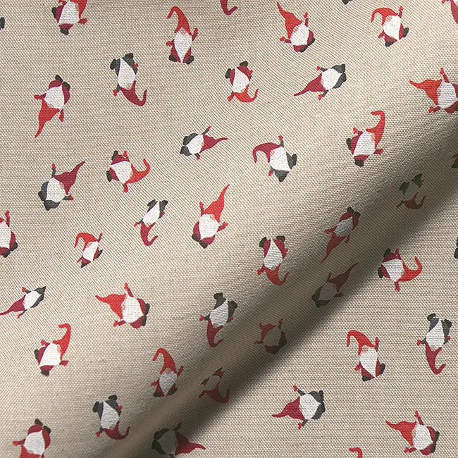Christmas Linen Look Printed Panama Fabric | Cotton Rich 55" (140cm) Wide 205gsm Craft & Home Décor Material – Sold by the Meter
